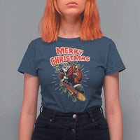 Santa Skateboarding Christmas T Shirt For Women Funny Skater Xmas - Wonder Print Shop