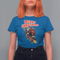 Santa Skateboarding Christmas T Shirt For Women Funny Skater Xmas - Wonder Print Shop