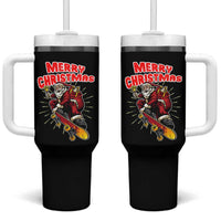 Santa Skateboarding Christmas Tumbler With Handle Funny Skater Xmas - Wonder Print Shop