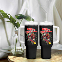 Santa Skateboarding Christmas Tumbler With Handle Funny Skater Xmas - Wonder Print Shop