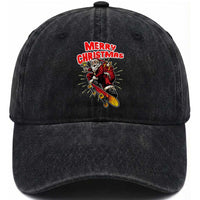 Santa Skateboarding Christmas Washed Cotton Baseball Cap Funny Skater Xmas