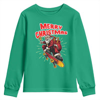 Santa Skateboarding Christmas Youth Sweatshirt Funny Skater Xmas - Wonder Print Shop