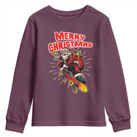 Santa Skateboarding Christmas Youth Sweatshirt Funny Skater Xmas - Wonder Print Shop