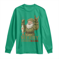 Funny Santa Camo Fishing Long Sleeve Shirt Merry Chrisbass - Wonder Print Shop