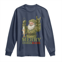 Funny Santa Camo Fishing Long Sleeve Shirt Merry Chrisbass - Wonder Print Shop