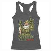 Funny Santa Camo Fishing Racerback Tank Top Merry Chrisbass - Wonder Print Shop