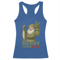 Funny Santa Camo Fishing Racerback Tank Top Merry Chrisbass - Wonder Print Shop