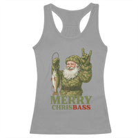 Funny Santa Camo Fishing Racerback Tank Top Merry Chrisbass - Wonder Print Shop
