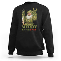 Funny Santa Camo Fishing Sweatshirt Merry Chrisbass - Wonder Print Shop
