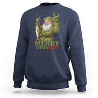 Funny Santa Camo Fishing Sweatshirt Merry Chrisbass - Wonder Print Shop