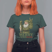 Funny Santa Camo Fishing T Shirt For Women Merry Chrisbass - Wonder Print Shop