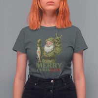 Funny Santa Camo Fishing T Shirt For Women Merry Chrisbass - Wonder Print Shop