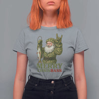Funny Santa Camo Fishing T Shirt For Women Merry Chrisbass - Wonder Print Shop