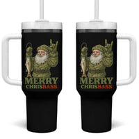 Funny Santa Camo Fishing Tumbler With Handle Merry Chrisbass - Wonder Print Shop