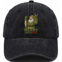 Funny Santa Camo Fishing Washed Cotton Baseball Cap Merry Chrisbass