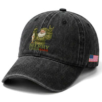 Funny Santa Camo Fishing Washed Cotton Baseball Cap Merry Chrisbass