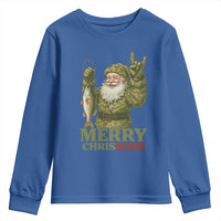 Funny Santa Camo Fishing Youth Sweatshirt Merry Chrisbass - Wonder Print Shop