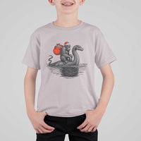 Funny Bigfoot Christmas T Shirt For Kid Sasquatch Loch Ness Cryptid Xmas - Wonder Print Shop