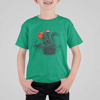 Funny Bigfoot Christmas T Shirt For Kid Sasquatch Loch Ness Cryptid Xmas - Wonder Print Shop