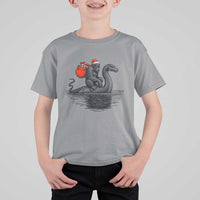 Funny Bigfoot Christmas T Shirt For Kid Sasquatch Loch Ness Cryptid Xmas - Wonder Print Shop