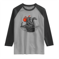 Funny Bigfoot Christmas Raglan Shirt Sasquatch Loch Ness Cryptid Xmas - Wonder Print Shop