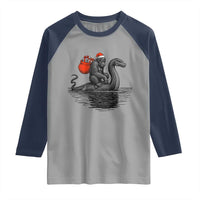 Funny Bigfoot Christmas Raglan Shirt Sasquatch Loch Ness Cryptid Xmas - Wonder Print Shop