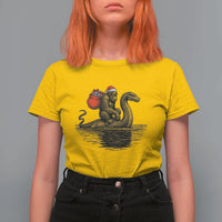 Funny Bigfoot Christmas T Shirt For Women Sasquatch Loch Ness Cryptid Xmas - Wonder Print Shop