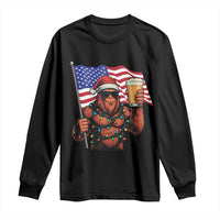 Bigfoot Beer Christmas Long Sleeve Shirt Sasquatch American Flag Patriotic - Wonder Print Shop