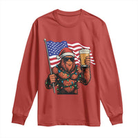 Bigfoot Beer Christmas Long Sleeve Shirt Sasquatch American Flag Patriotic - Wonder Print Shop