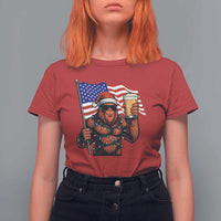 Bigfoot Beer Christmas T Shirt For Women Sasquatch American Flag Patriotic - Wonder Print Shop
