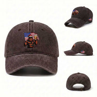Bigfoot Beer Christmas Washed Cotton Baseball Cap Sasquatch American Flag Patriotic