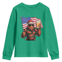 Bigfoot Beer Christmas Youth Sweatshirt Sasquatch American Flag Patriotic - Wonder Print Shop
