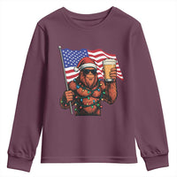 Bigfoot Beer Christmas Youth Sweatshirt Sasquatch American Flag Patriotic - Wonder Print Shop