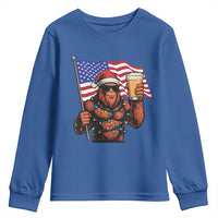 Bigfoot Beer Christmas Youth Sweatshirt Sasquatch American Flag Patriotic - Wonder Print Shop