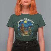 Funny Bigfoot Christmas T Shirt For Women Sasquatch Alien Merry Cryptmas - Wonder Print Shop