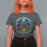 Funny Bigfoot Christmas T Shirt For Women Sasquatch Alien Merry Cryptmas - Wonder Print Shop