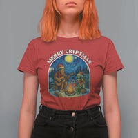 Funny Bigfoot Christmas T Shirt For Women Sasquatch Alien Merry Cryptmas - Wonder Print Shop