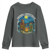 Funny Bigfoot Christmas Youth Sweatshirt Sasquatch Alien Merry Cryptmas - Wonder Print Shop