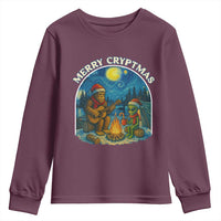 Funny Bigfoot Christmas Youth Sweatshirt Sasquatch Alien Merry Cryptmas - Wonder Print Shop
