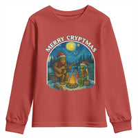 Funny Bigfoot Christmas Youth Sweatshirt Sasquatch Alien Merry Cryptmas - Wonder Print Shop
