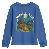Funny Bigfoot Christmas Youth Sweatshirt Sasquatch Alien Merry Cryptmas - Wonder Print Shop