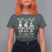 Pain Scale Snowman T Shirt For Women Funny ICU Nurse Christmas - Wonder Print Shop
