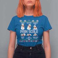 Pain Scale Snowman T Shirt For Women Funny ICU Nurse Christmas - Wonder Print Shop