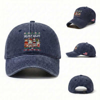 Silent Night Christmas Washed Cotton Baseball Cap Funny ICU Nurse Xmas