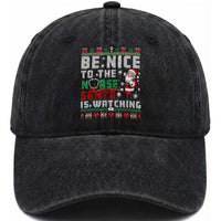 Funny Nurse Christmas Washed Cotton Baseball Cap Be Nice To The Nurse Santa Is Watching