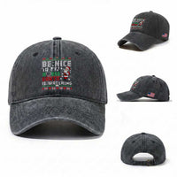 Funny Nurse Christmas Washed Cotton Baseball Cap Be Nice To The Nurse Santa Is Watching