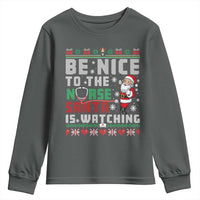 Funny Nurse Christmas Youth Sweatshirt Be Nice To The Nurse Santa Is Watching - Wonder Print Shop