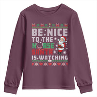 Funny Nurse Christmas Youth Sweatshirt Be Nice To The Nurse Santa Is Watching - Wonder Print Shop