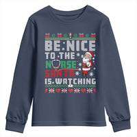 Funny Nurse Christmas Youth Sweatshirt Be Nice To The Nurse Santa Is Watching - Wonder Print Shop