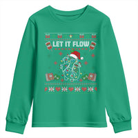 Let It Flow Christmas Youth Sweatshirt Anatomy Heart Cardiac Nurse Santa Xmas - Wonder Print Shop
